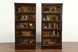 Pair of 5 Stack Antique Lawyer Office Bookcases, All Original, Macey #36226