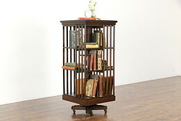 Oak Antique 1890 Spinning or Revolving Library or Office Bookcase #36259