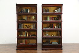 Pair of 5 Stack Antique Lawyer Office Bookcases, All Original, Macey #36323