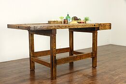 Carpenter Salvage Antique Workbench, Kitchen Island, Wine & Cheese Table #35179