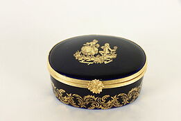 Porcelain Trinket or Keepsake Box, Gold Leaf, Limoges France #36205