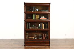 Oak Antique 4 Stack Lawyer Bookcase, Wavy Glass Doors 1905 Macey #34260