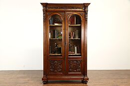 Renaissance Italian Antique Library or Office Bookcase, Carved Lions #36524