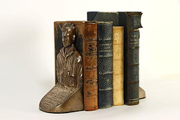 Pair of Antique Solid Bronze Charles Lindbergh Bookends, 1927 #36927