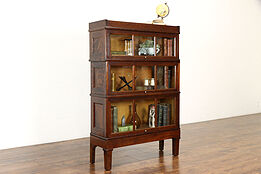 Oak  Antique Craftsman 3 Stack Lawyer Office Bookcase, Wavy Glass, Macey #36930