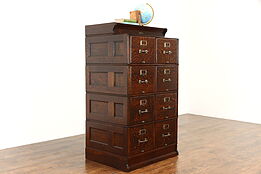 Oak Antique Double 8 Drawer Office File Cabinet, Yawman & Erbe NY #37279