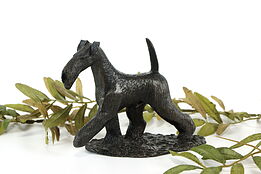 Bronze Vintage Sculpture of Terrier Dog, Signed Park #37429