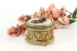 Gold Plated Filigree Vintage Jewelry or Keepsake Box, Velvet #37693