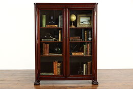 Mahogany Empire Antique Bookcase, Wavy Glass Doors, Lion Paw Feet #37781