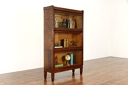 Lawyer 3 Stack Antique Quarter Sawn Oak Office Library Bookcase, Weis #37623