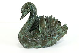 Swan Patinated Verdigris Bronze Sculpture, Signed Bob Winship 1982 #38296