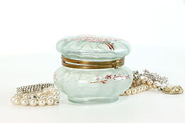 Victorian Dresser, Jewelry or Keepsake Boudoir Jar, Hand Painted Flowers #38339