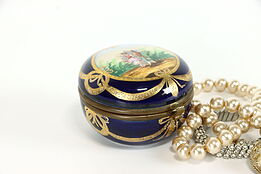 Victorian Vintage Cobalt Dresser, Trinket, Jewelry Box, Boudoir Jar #38341