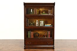 Oak Quarter Sawn Antique 3 Stack Office or Library Bookcase, Weis #38373