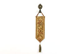 Vintage Servant Bell Pull, Tapestry, Brass Mounts #37339