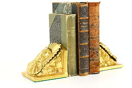 Pair of Antique Mary Madonna & Jesus Gold Bookends, Aronson 1922 #38822