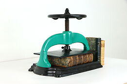 Iron Antique Industrial Salvage Book Press, Working Wheel #38966