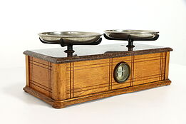 Industrial Antique Oak & Marble Top Balance Scale, Henry Troemner #38973