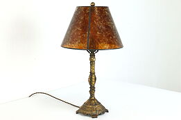 Art Deco Antique Office or Library Table Lamp with Mica Shade #40144