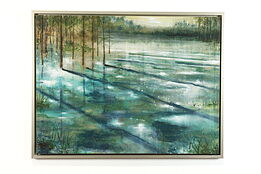 Pond & Trees Contemporary Landscape Painting, 42.5" #39654