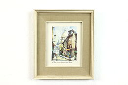 Montmartre Street in Paris Vintage Watercolor Print, Delarue 11" #39938