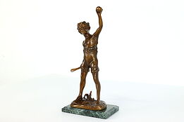 Art Nouveau Antique Bronze Sculpture of Boy Playing Cricket, Iffland #39842
