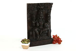 Indian Vintage Hand Carved Mahogany Sculpture of Lord Shiva on Throne #39620