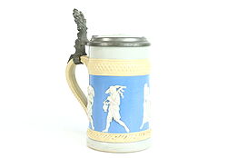 German Antique Hand Painted Stoneware Stein or Beer Mug, Villeroy & Boch #40236