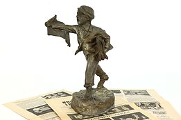 Art Nouveau Antique French Sculpture of Newsboy after Rigual #39873