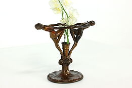 Art Deco Antique Dancers Bud Vase with Floral Wreaths #39874