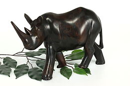 Rhinoceros Sculpture African Traditional Vintage Carved Rosewood Statue #40323