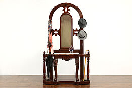Victorian Antique Mahogany Hall Stand Umbrella Holder, Marble & Mirror #38541
