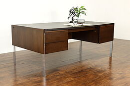 Midcentury Modern Vintage Walnut Executive Office Desk, Stowe Davis #34612