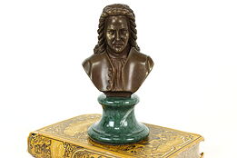 Bach Sculpture Vintage Bronze Bust, Statue & Marble Base #40399