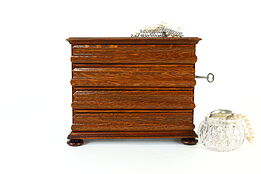 Oak Antique English Sidelock Jewelry Box or Collectors Chest #40030