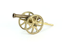 Industrial Vintage Miniature Bronze Cannon Sculpture, Brass Carriage  #40480