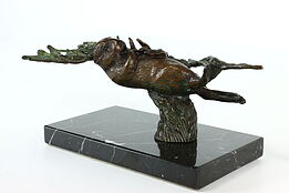 Bronze Vintage Statue of Swimming Otter on Marble Base, Jagger #40478