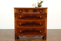 Empire Antique Flame Grain Mahogany 4 Drawer Chest or Dresser #40113