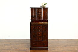 Oak Antique 27 Drawer Dental Cabinet, Dentist, Jewelry, Collector Chest  #40051
