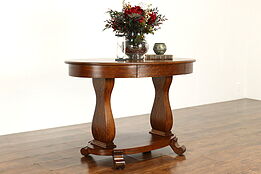 Empire Antique Quarter Sawn Oak Oval Library Desk or Hall Console Table #40174
