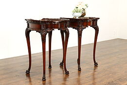Pair of French Style Vintage Carved Mahogany Nightstands or End Tables #40159