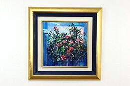 Still Life of Roses Vintage Original Acrylic Painting, Rebecca Hardin 30" #40301