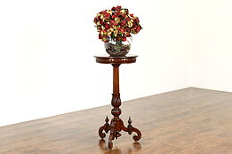 Victorian Antique Carved Mahogany Plant Stand or Sculpture Pedestal Table #39803