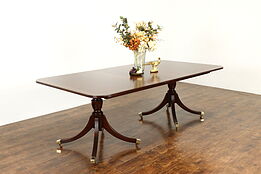Traditional Vintage Banded Mahogany 7' Double Pedestal Dining Table Baker #38241