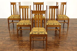 Set of 6 Arts & Crafts Mission Oak Antique Craftsman Dining Chairs #38605