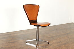 Midcentury Modern 1960s Vintage Swivel Chrome Office Desk or Vanity Chair #39729