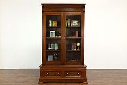 Victorian Eastlake Antique Walnut & Burl Office or Library Bookcase #38471