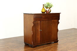 Farmhouse Antique Carved Walnut Dry Sink Cabinet, Cupboard or Washstand #39632