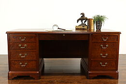Traditional Antique Figured Walnut Burl Library or Office Executive Desk #38047