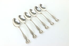 Set of 6 Sterling Silver Buttercup Antique Teaspoons Gorham, Monogram #40719